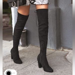 Lulus So Much Yes Black Suede Over the Knee Boots